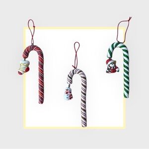 Candy Cane ornaments Set of 3 life-like vintage 6” with hanging charm